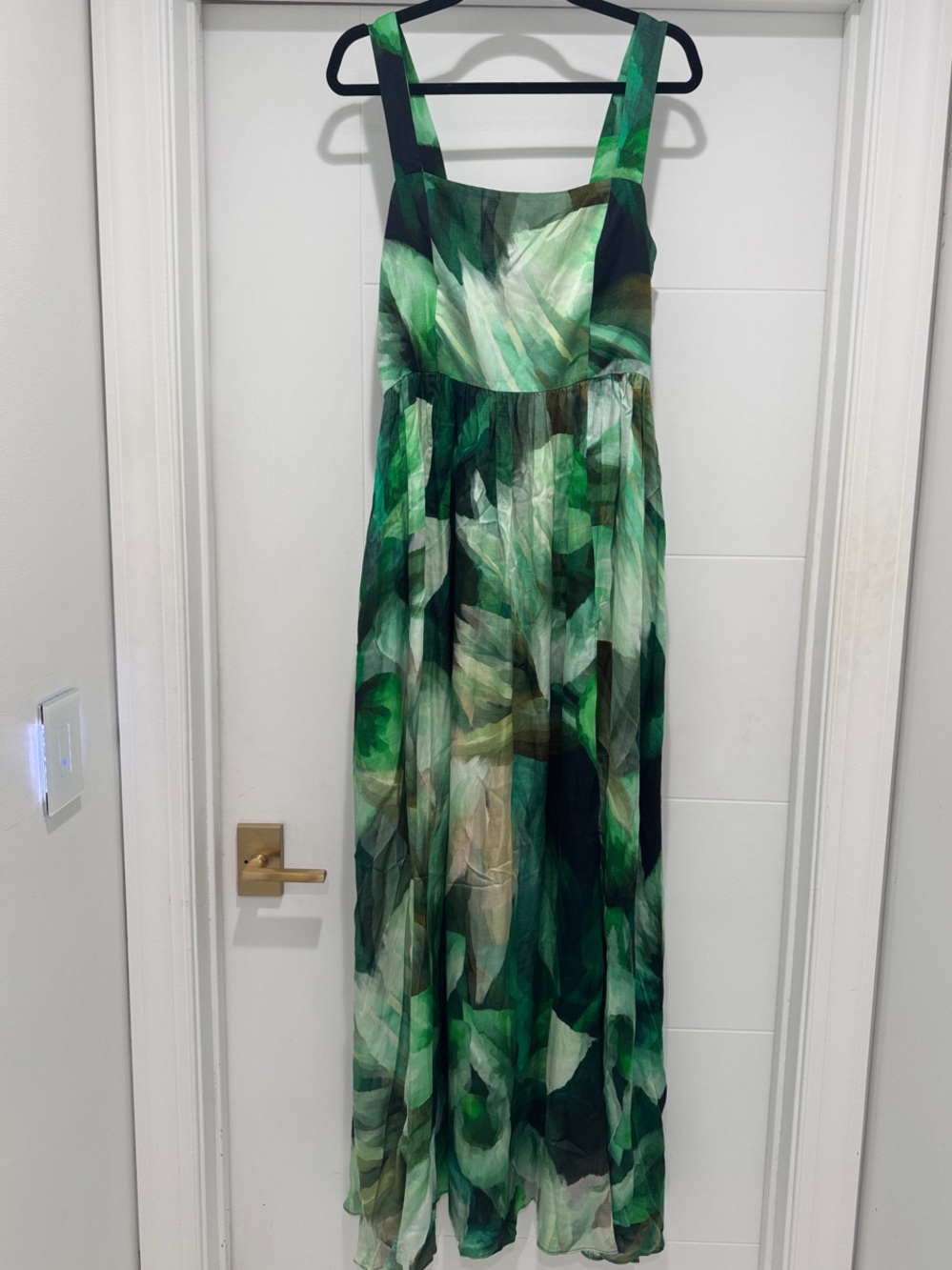 Amanda Uprichard Green Multi-Leaf Print Maxi Dress NWT